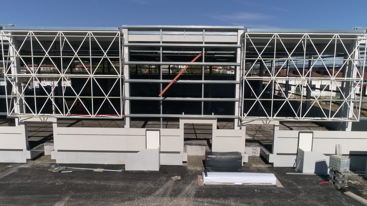 vista aérea de la construcción de un nuevo almacén