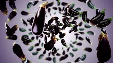 falling eggplants background, with alpha channel, loop