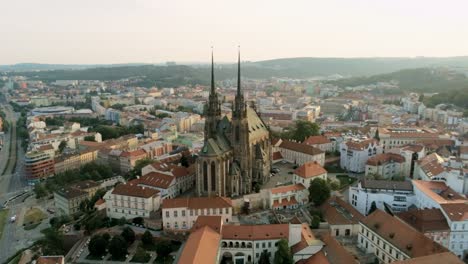 brno cityscape with landmarks, aerial view of old town in czech republic, europe