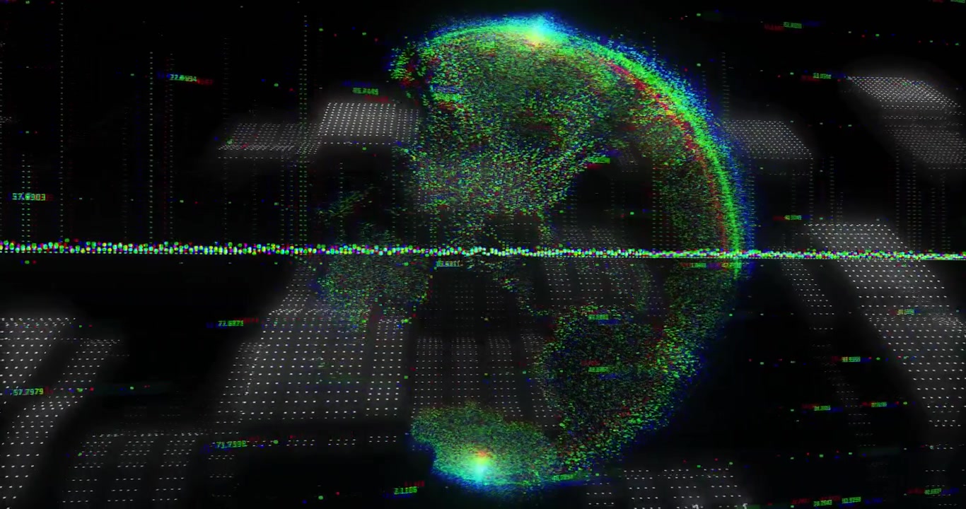 Digital Earth Globe with Data Streams and Binary Code