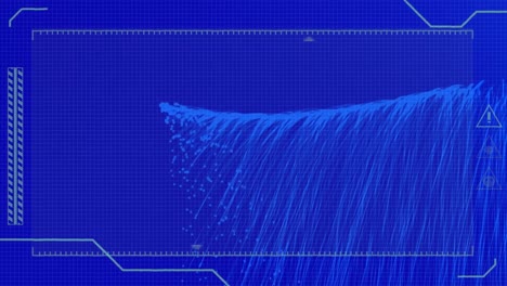 animación de la interfaz digital sobre rastros de luz sobre fondo azul