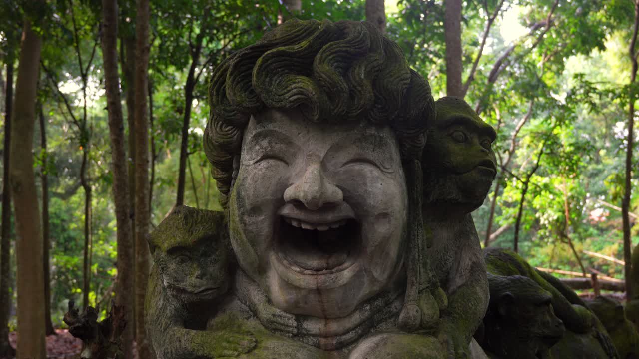 Balinese culture heritage stone sculpture carving Bali Monkey forest Ubud landmark art