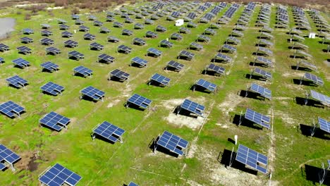 aerial view industrial photovoltaic solar units panels environment producing renewable green energy