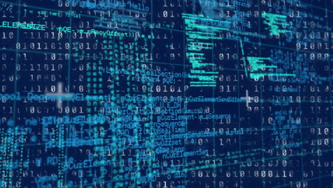 animation of data processing on blue background