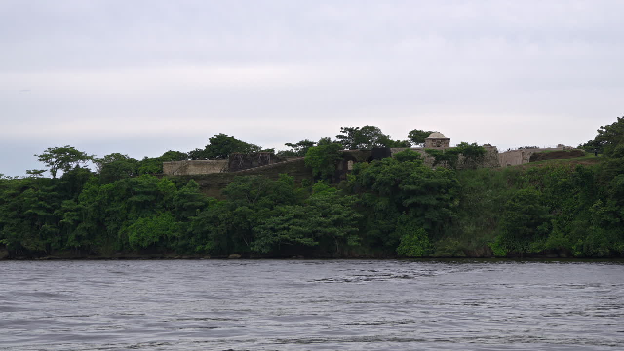 Wide angle shot of the San Lorenzo Fort Ruins on the coast of Panama