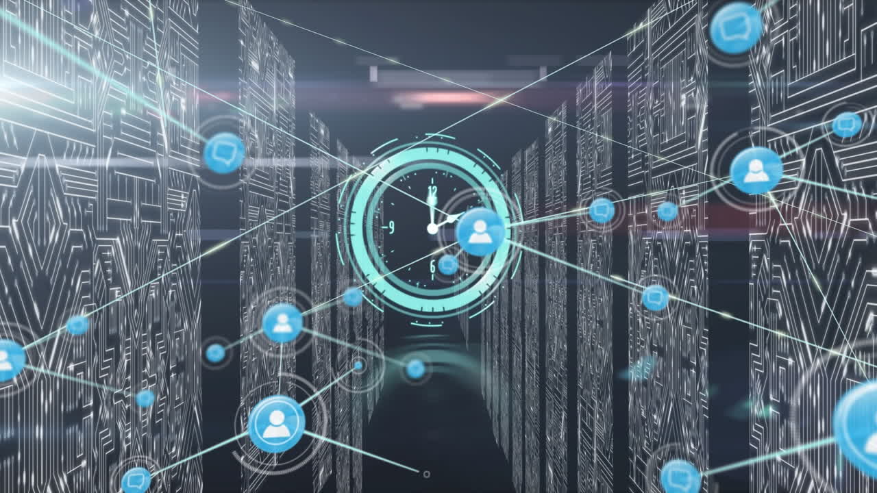 Animation of network of connections over moving columns