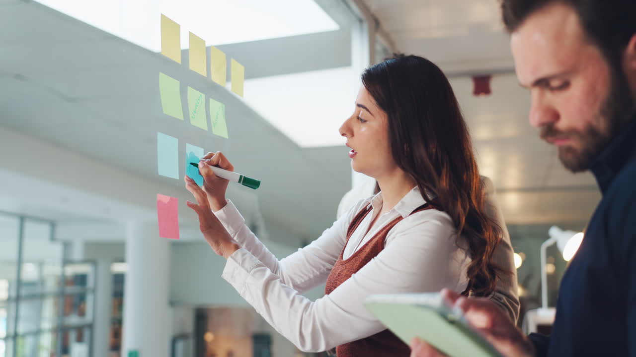 Business Meeting with Sticky Notes