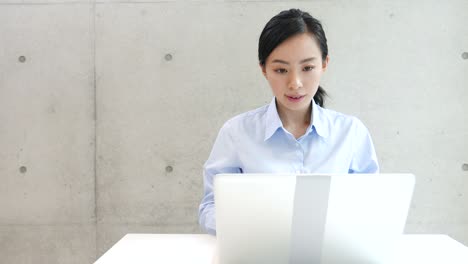 young business woman using pc