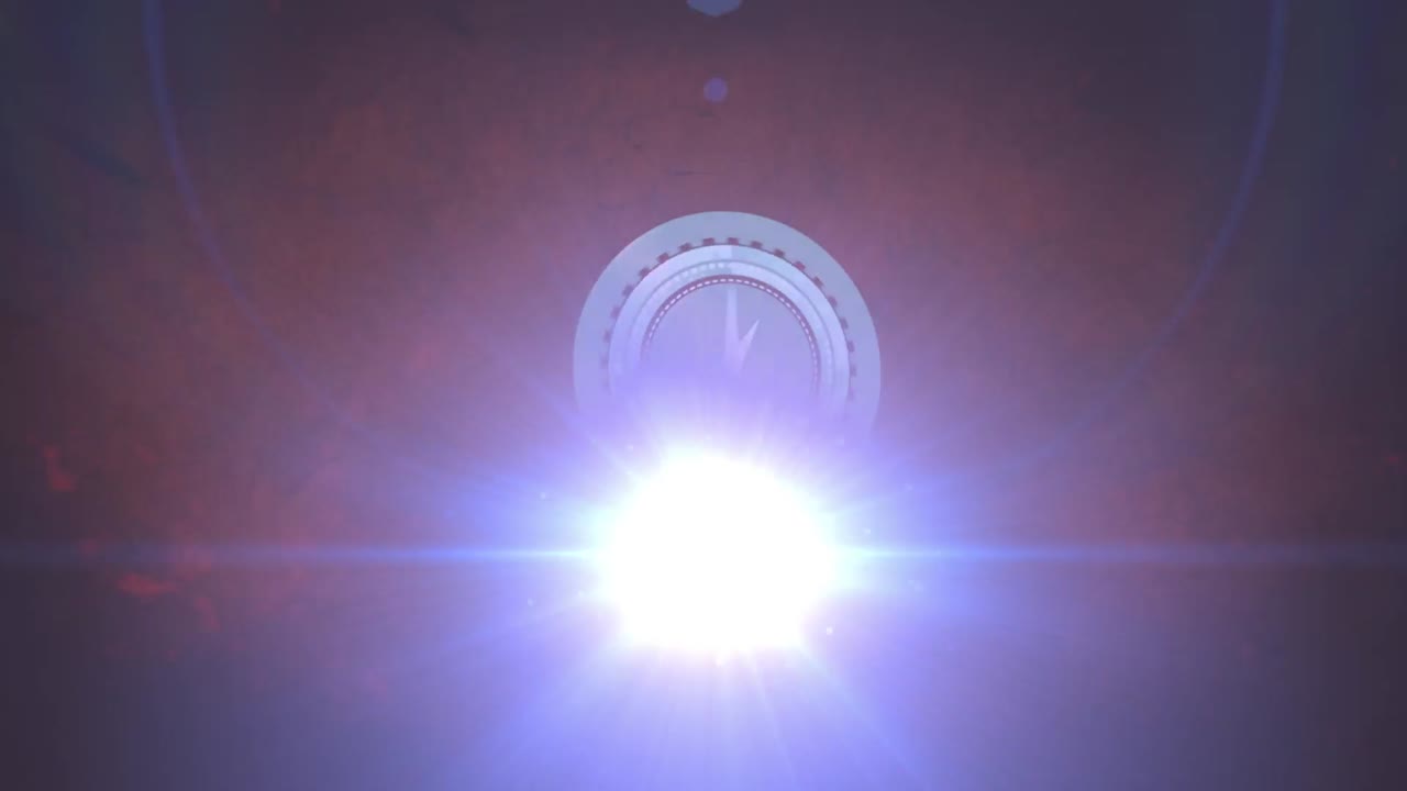 animación de reloj en movimiento y rastros de luz sobre fondo rojo