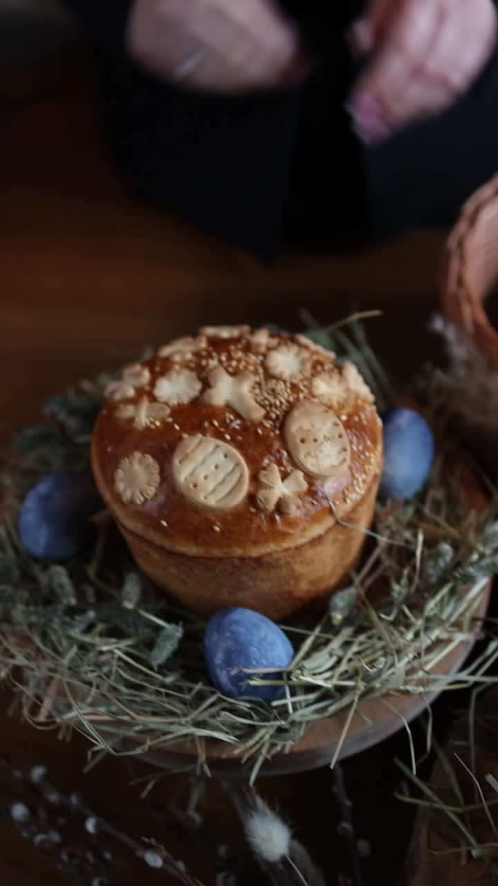 Easter Celebration with Kulich and Dyed Eggs