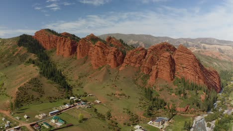 siete toros de color rojo - jeti oguz droneshot - kirguistán