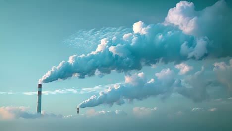 smokestacks emitting large plumes of smoke into the sky