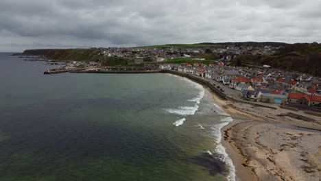 discovering the beautiful cullen beach from the sky in a stock aerial video