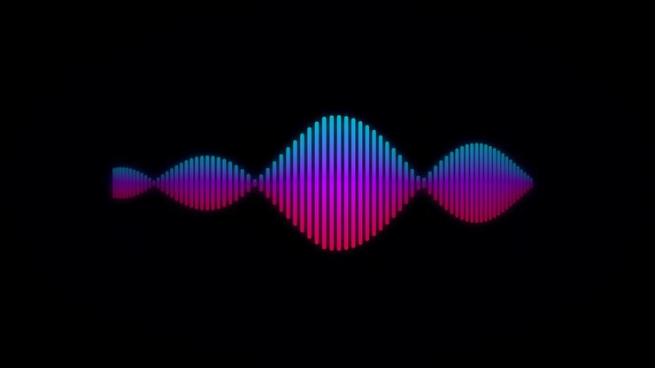 Animeret digital lydbølgeform-visualisering i blå og pink