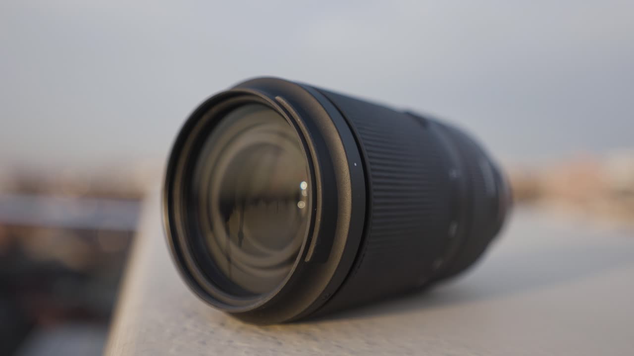 Close-up of a black camera lens