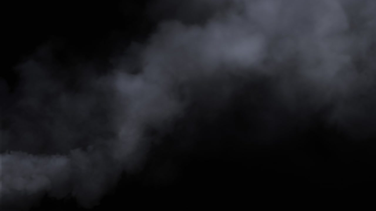 Elemento VFX di fumo atmosferico. Sfondo nebbioso. Nuvola di fumo astratta. Fumo al rallentatore su sfondo nero