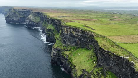 drone static sea cliffs at the cliffs of moher wild atlantic way ireland in winter