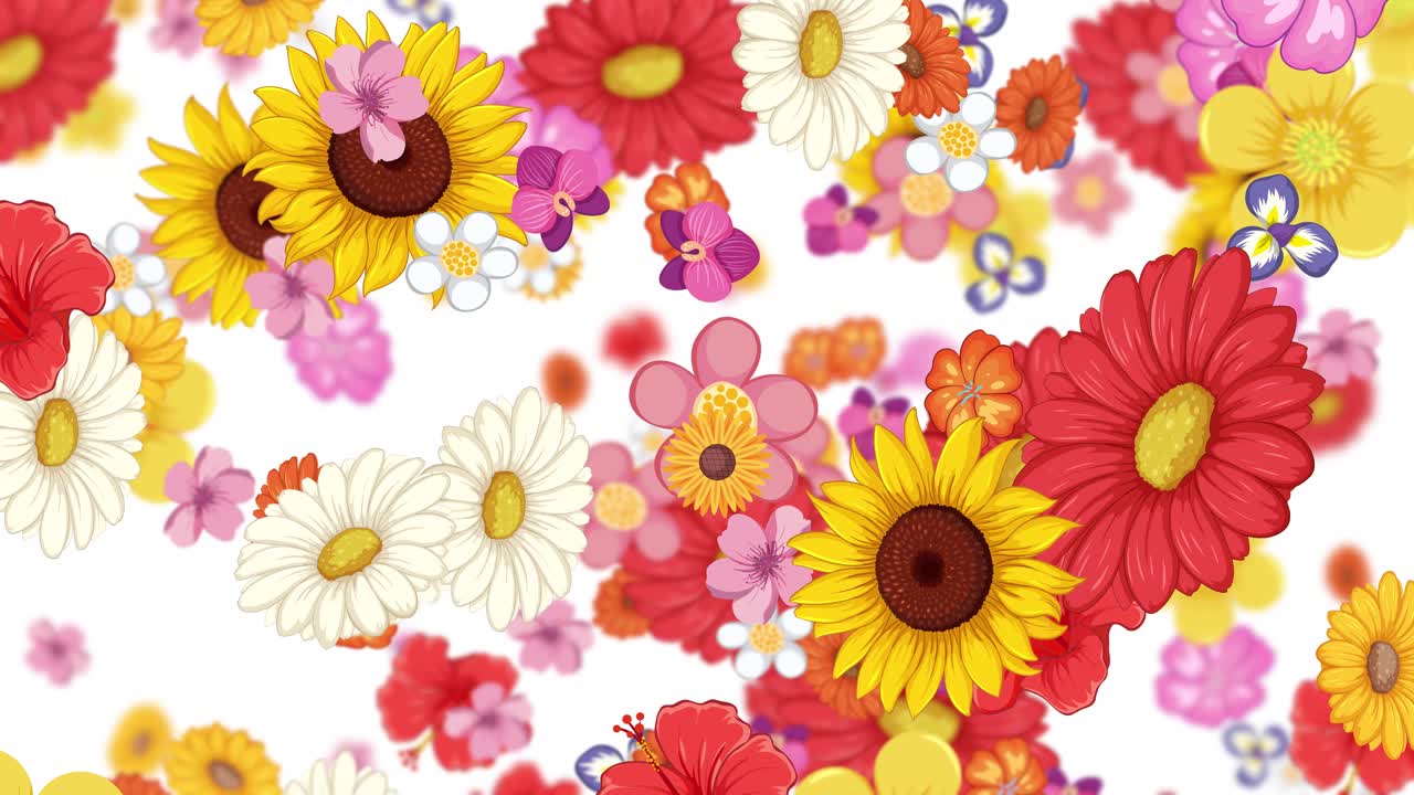 flores vibrantes girando en una animación dinámica