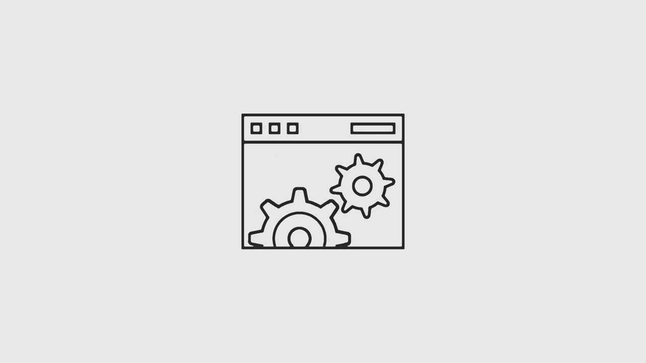 Animated Browser Window with Rotating Gears Icon