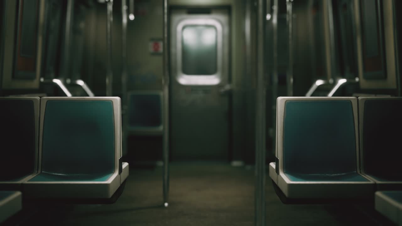 미국 의 오래된 비 현대화 된 지하철 차량 의 내부