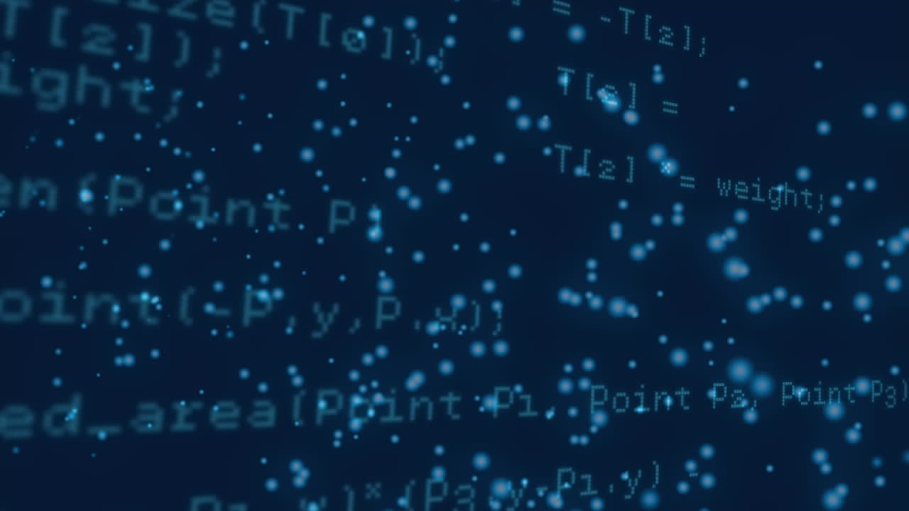 Animation of computing data processing over dark background