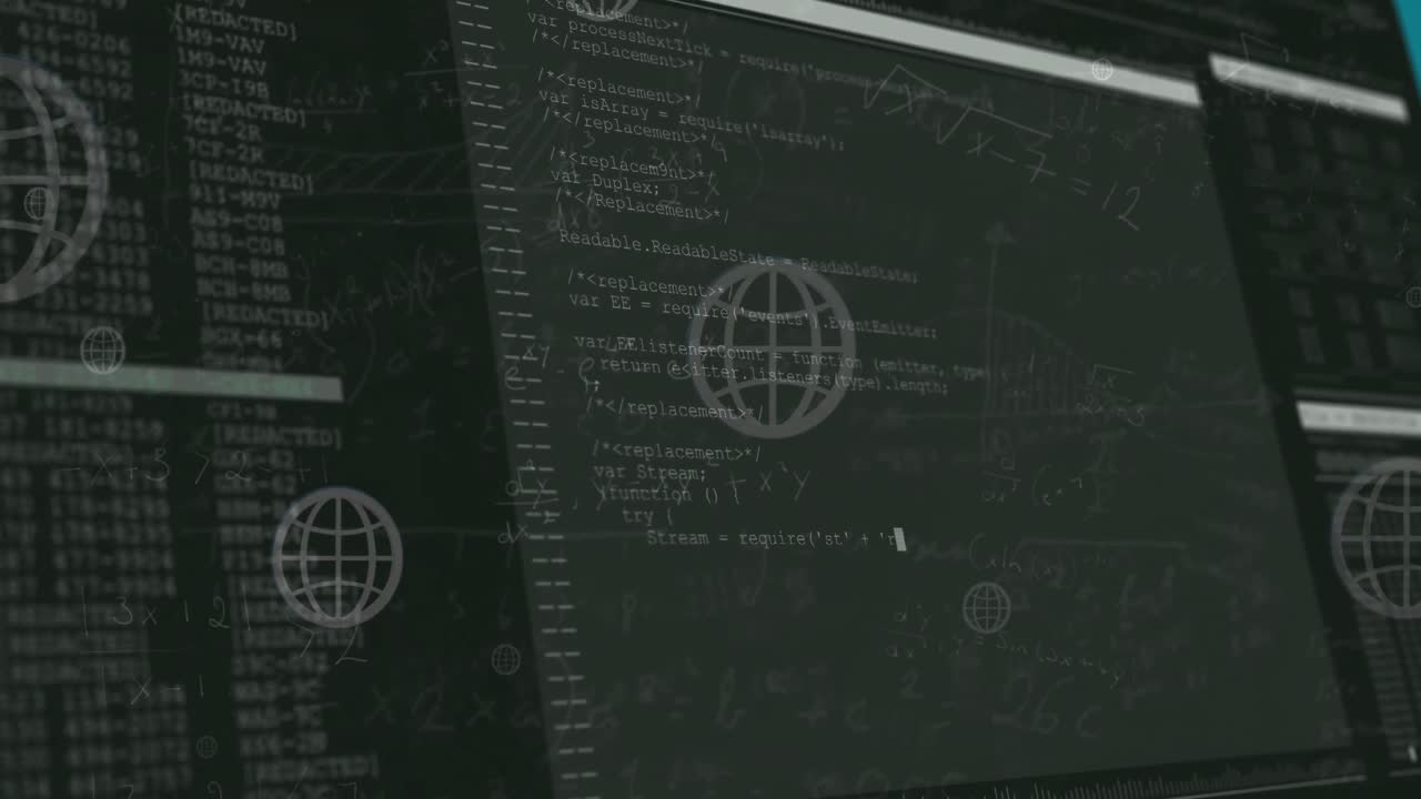 Animation of digital data processing over screens