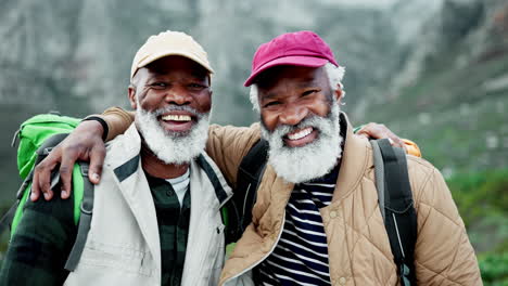 two senior men hiking together