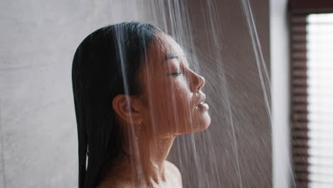 woman relaxing in a shower