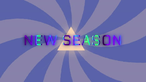 animation of new season text over abstract triangular shape pulsating against radial background