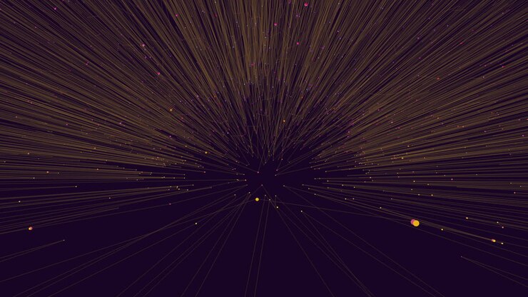 Futuristic light beam radiates through dark space