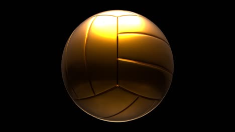 gold volleyball ball isolated on black background.