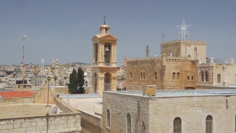 panorama de la iglesia de la natividad es una basílica ubicada en belén, palestina