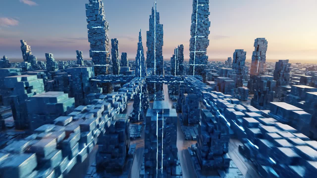 未来的なディストピアの都市景観