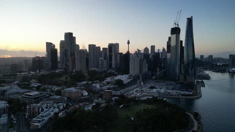 El-Horizonte-De-Sydney-Cbd-Al-Atardecer