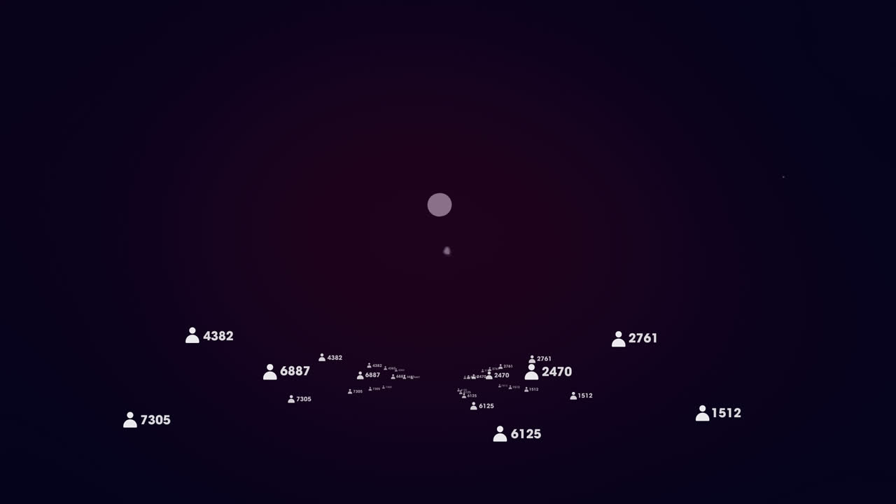 Animation of network of connections with icons and data processing