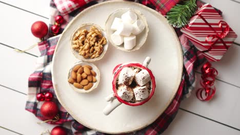 delicious homemade christmas hot chocolate or cocoa with marshmellows