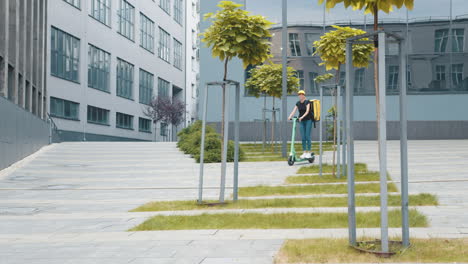 woman delivering food on an electric scooter