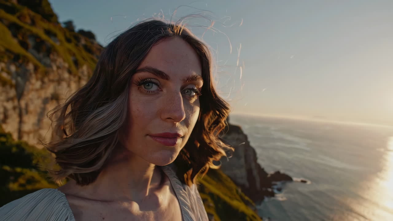 Woman at Sunset Ocean View