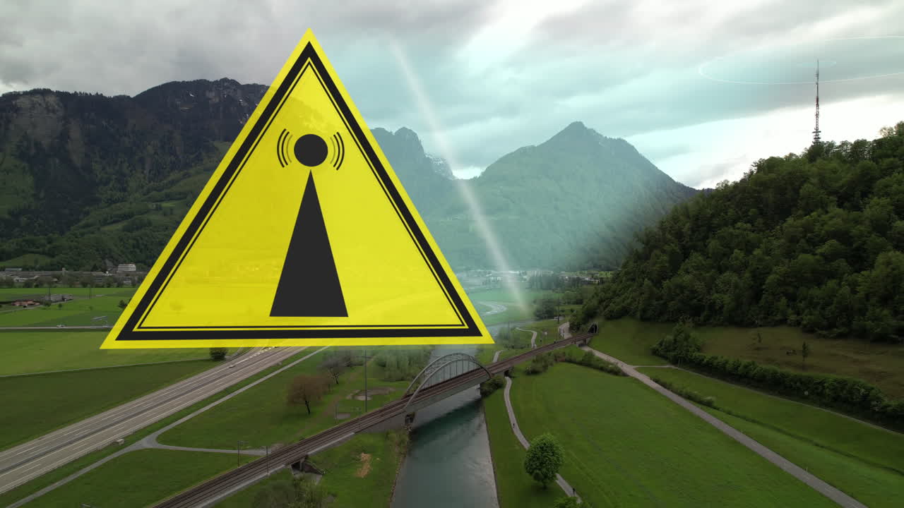 señal emf advertencia señal de advertencia radio 5g 6g ondas de torre de comunicación