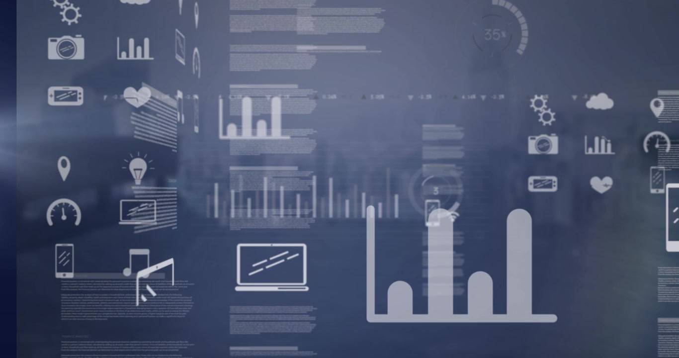 Animation of data processing over cityscape