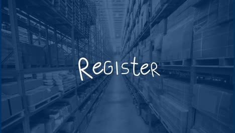 animation of register text over warehouse