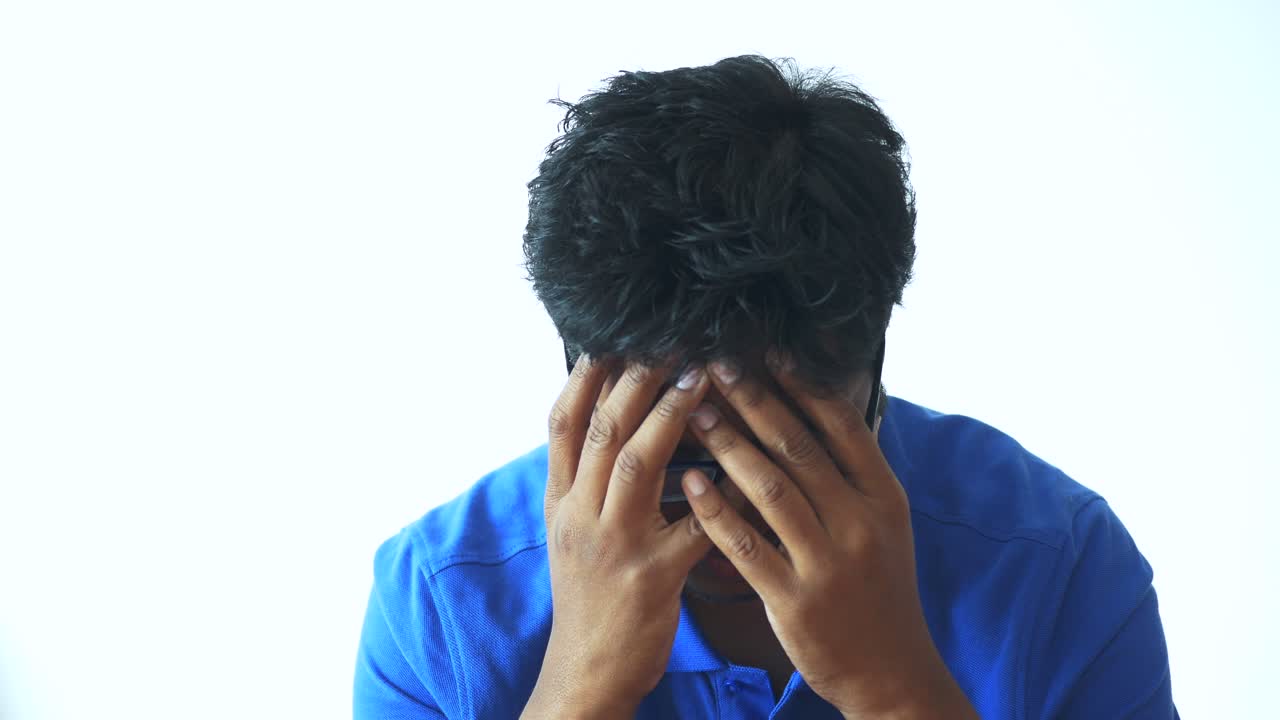 Close Up Of Sad Man Covering Face With Hand Free Stock Video Footage ...