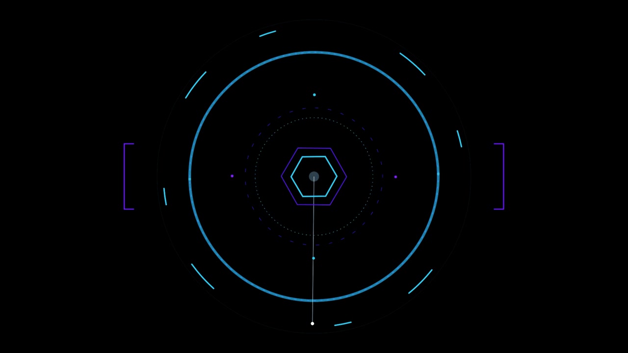 Futuristic Digital Radar Interface Scanning in Circular Motion