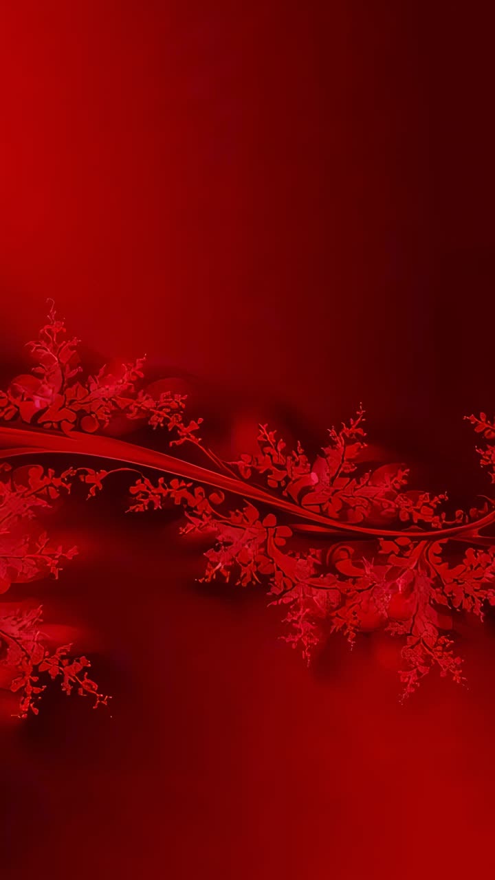 Vertical video: Showing ornate vine motif after subtle framing shift on deep red gradient backdrop