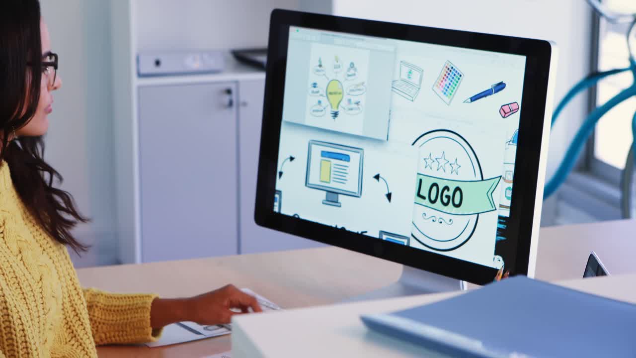 Creative executive working desktop pc 4k