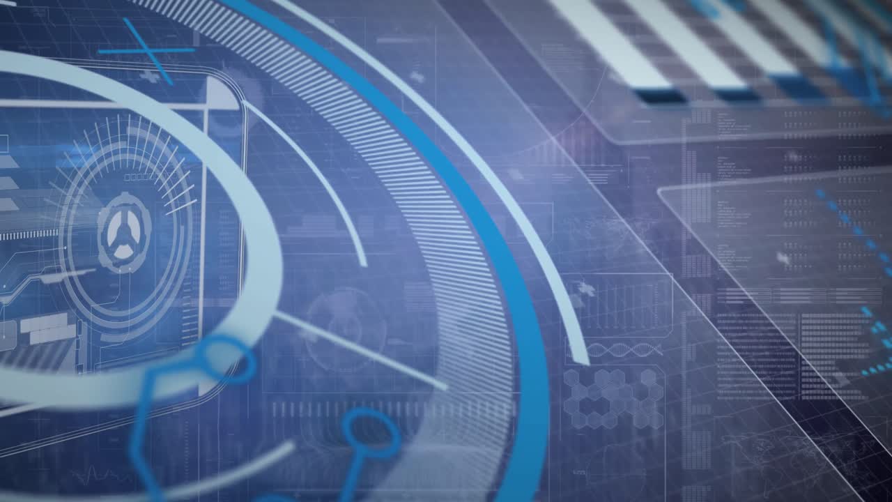 Animation of scopes scanning and data processing over digital screen