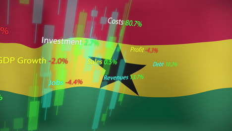 animation of data processing over flag of ghana