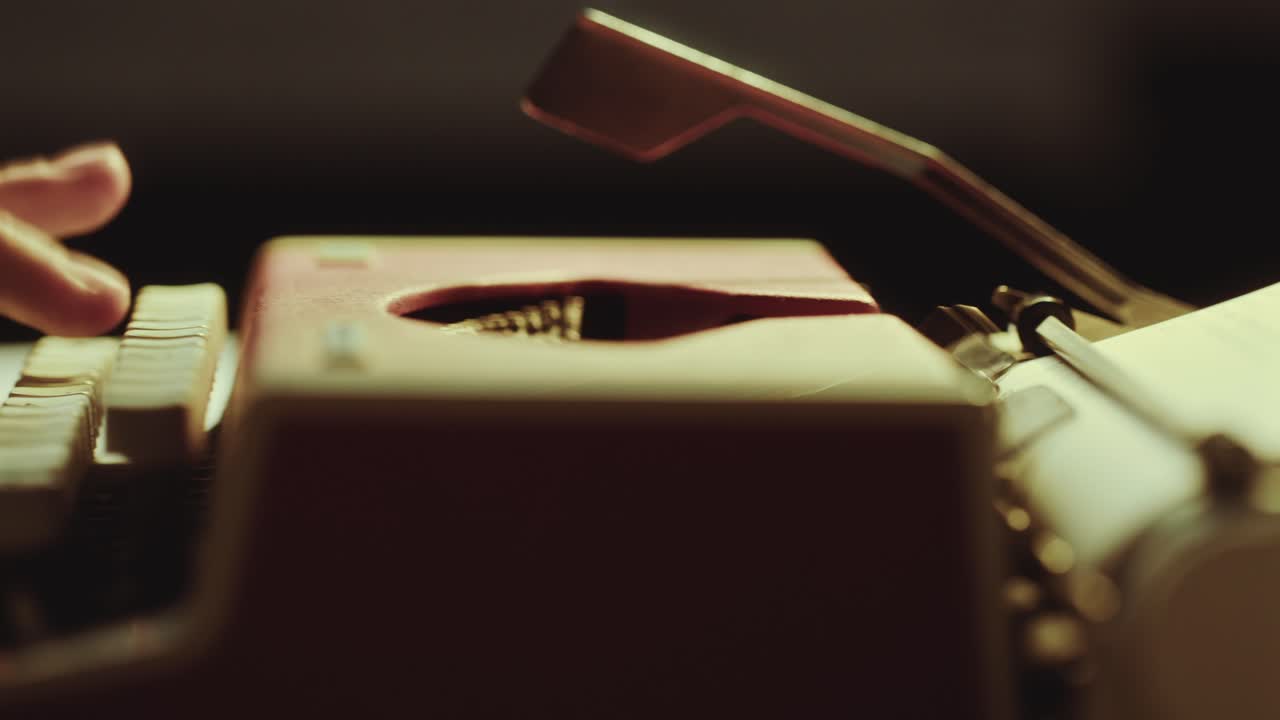 Hands of Unrecognizable Writer Typing on Typewriter at Desk
