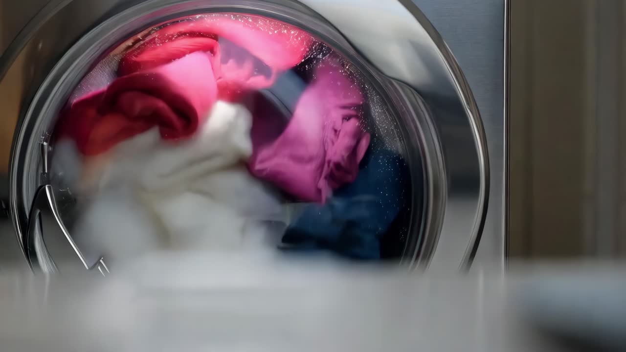 Washing Machine with Clothes Inside