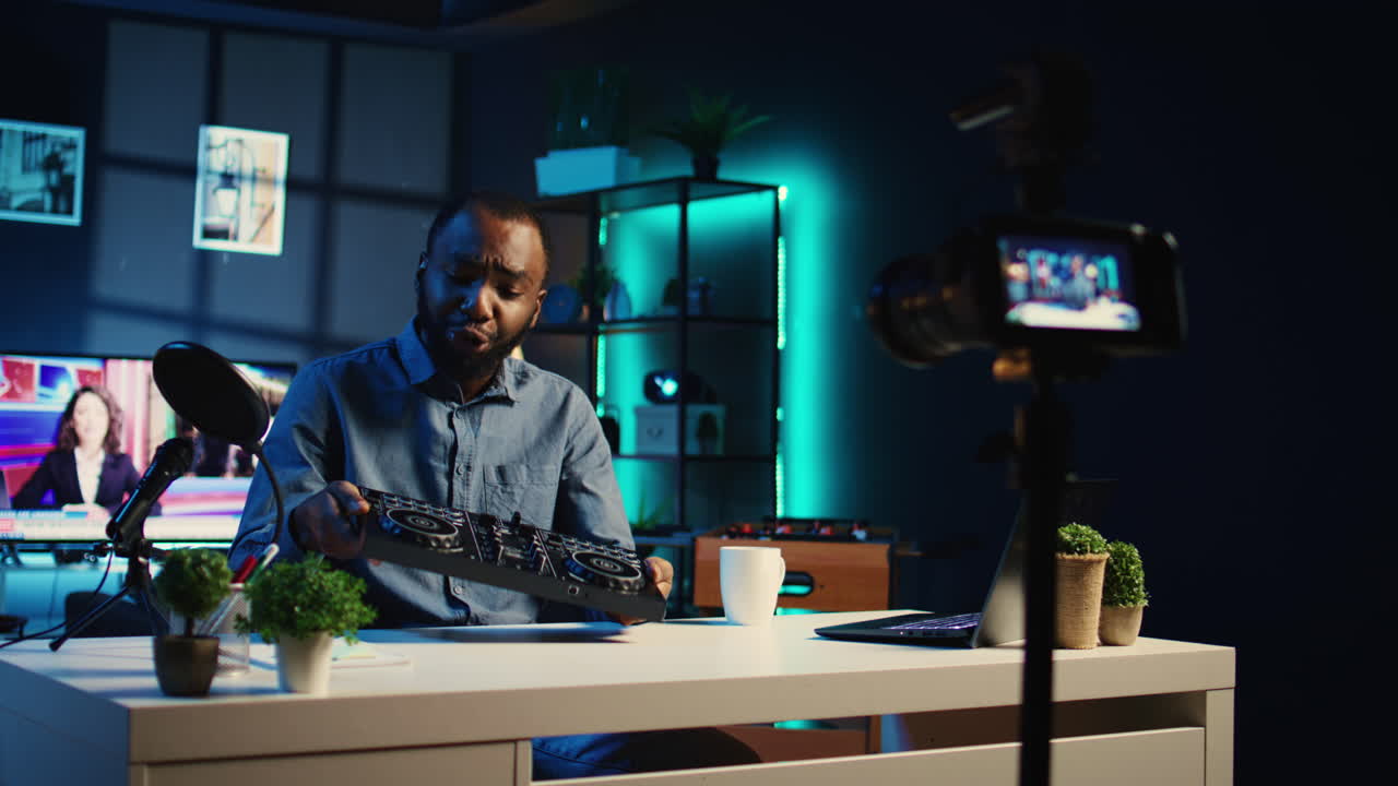 Influencer films DJ tech unboxing